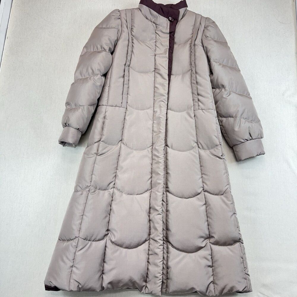 The Water’s Edge Down Puffer Coat XS Long Maxi Taupe Brown 80/20 Duck Down Korea